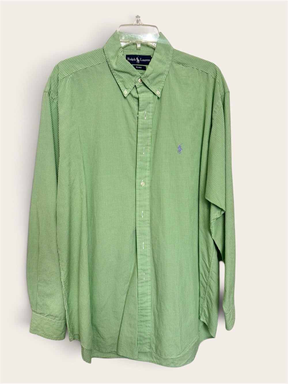 Ralph Lauren Light Green Gingham Button-Down Shirt